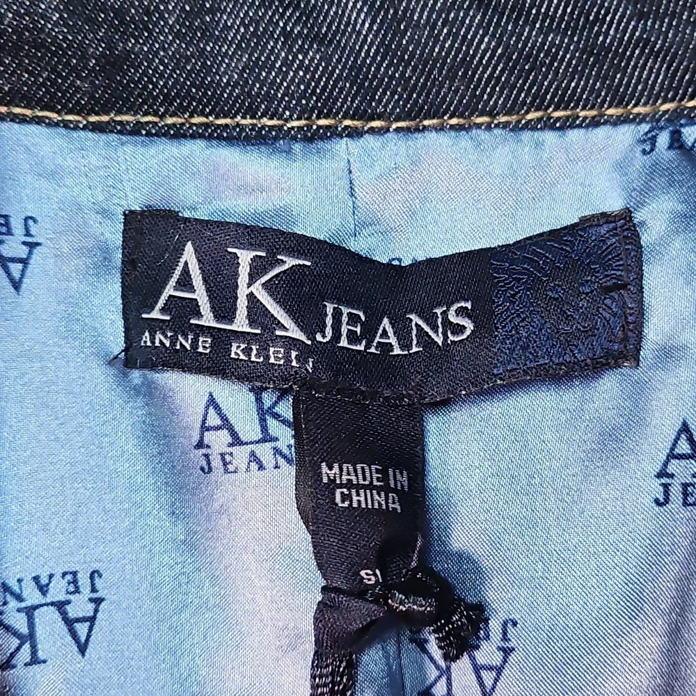 Anne Klein AK Jeans Denim Trench Coat Dress Womens M Blue 3/4 Slv Belted Western